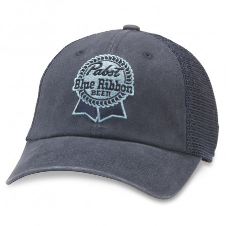 Pabst Blue Ribbon Beer Adjustable Navy Blue Snapback Mesh Trucker Hat